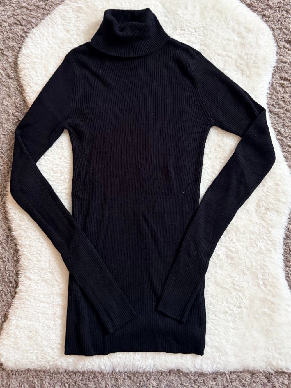 Express Fitted, Ribbed Black Sweater Turtle Neck, Size S
